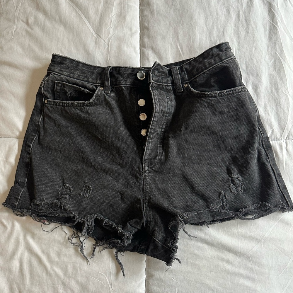 Zara High-Rise Black Jean Shorts